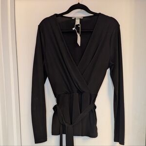 H&M Black Long Sleeve Crossover Top